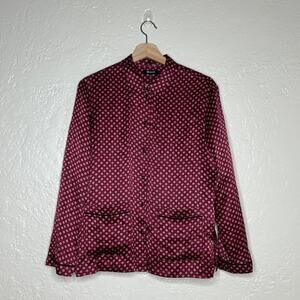 Madewell Silk Pajama Button Blouse Burgundy Red Daisy Floral Top Women’s Small